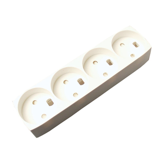 Stikdåse 4 udtag m/blindhul u/jord hvid