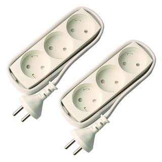 Stikdåse T3 3 udt.u/j 1,5m hvid 2-stk