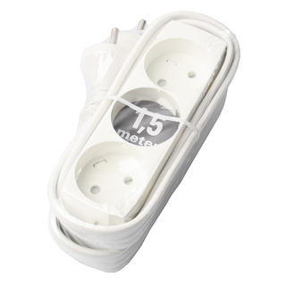 Stikdåse T3 3 udt.u/j 1,5m hvid 2-stk