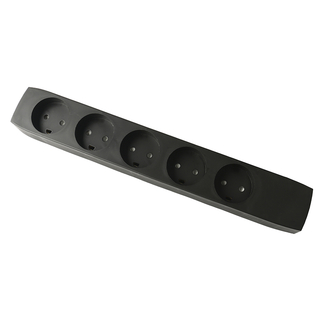 Stikdåse T8 5 udtag m/jord sort