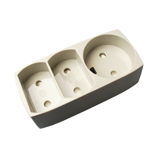 Stikdåse T1 2+1 udtag u/jord grå