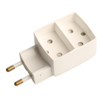 Dobbeltstik D1 2 flade udtag hvid